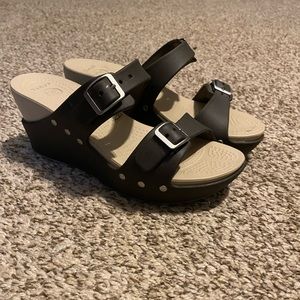 Crocs platform wedge slide sandals